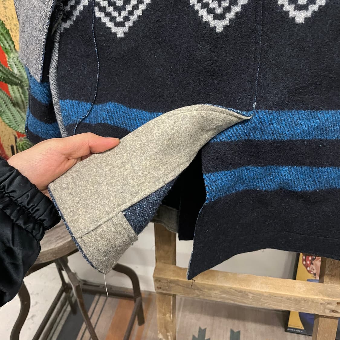 90s FELTED Made in Italy 패턴 울 더플 코트 상품이미지6