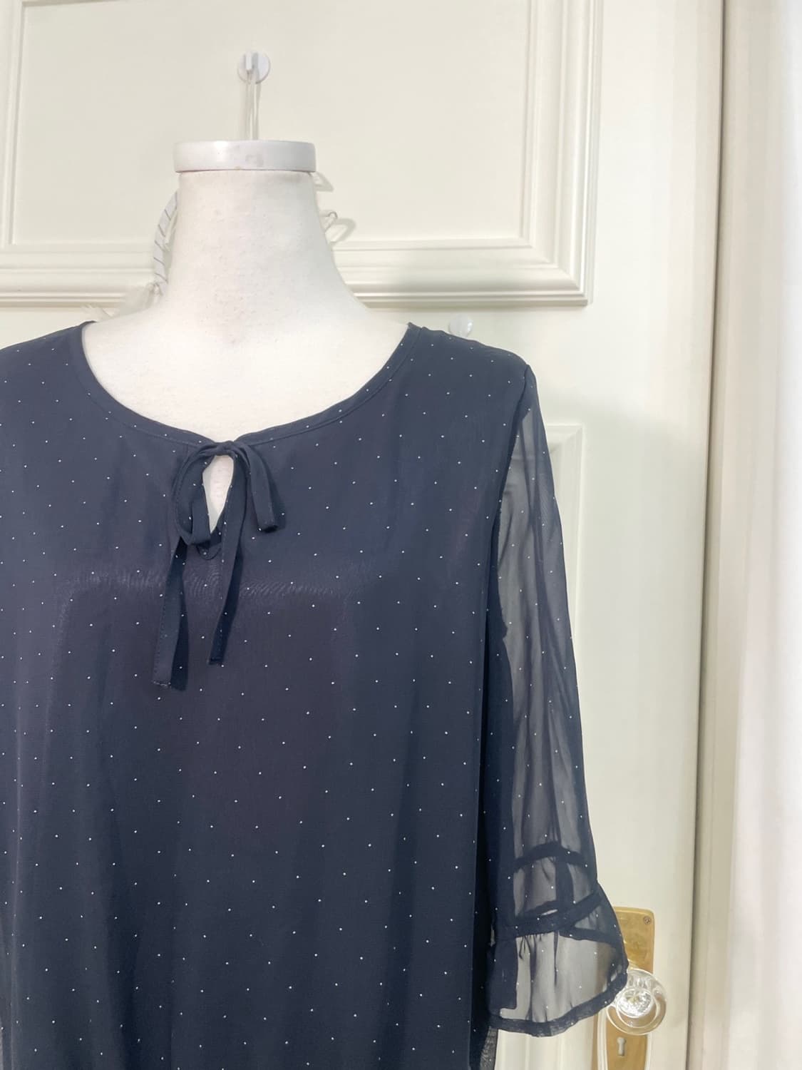 navy dot bow blouse(size-M) 상품이미지6