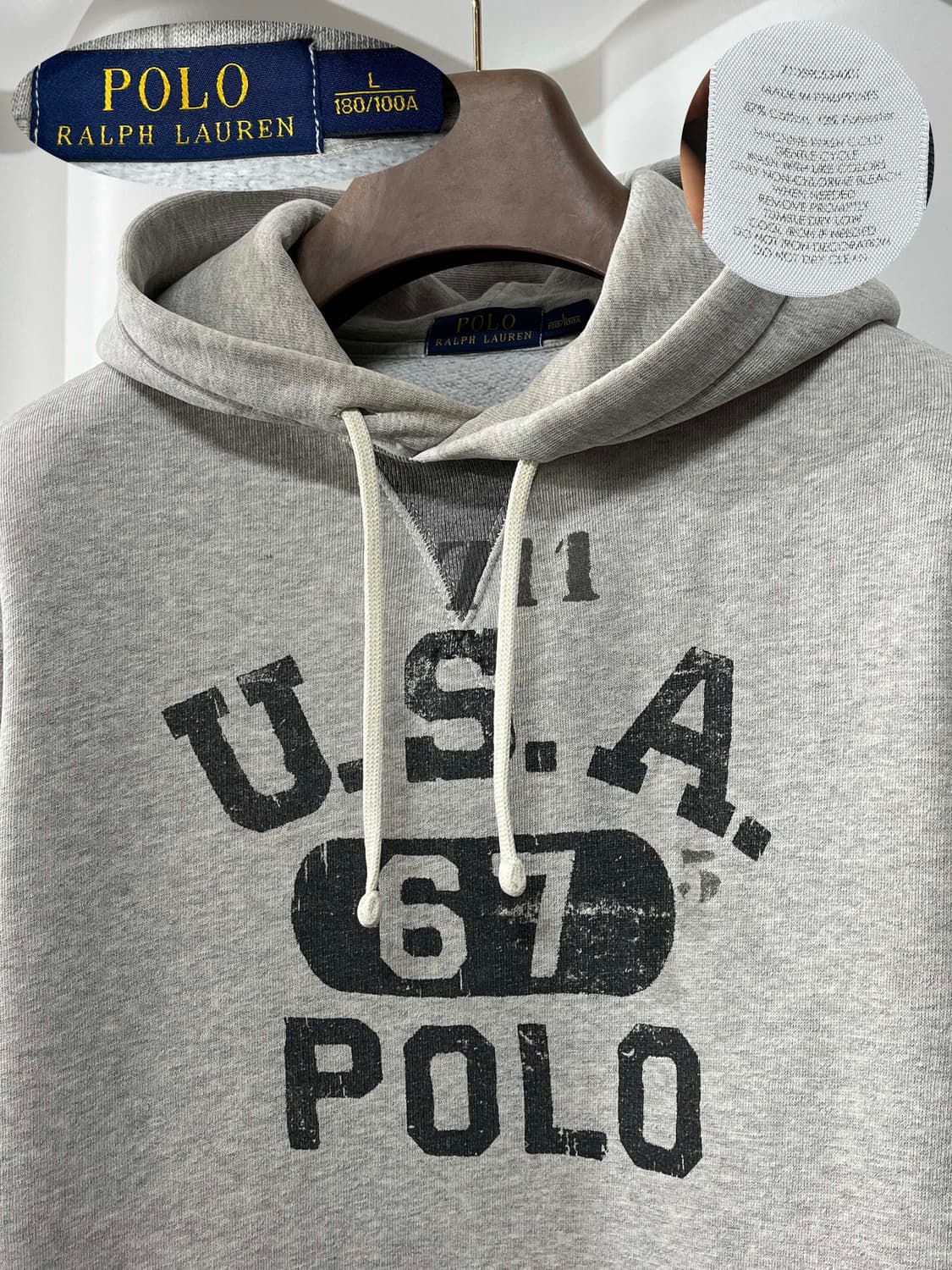 폴로 랄프로렌 멜란지그레이 복싱글러브 USA 스웻 후드티 상품이미지4