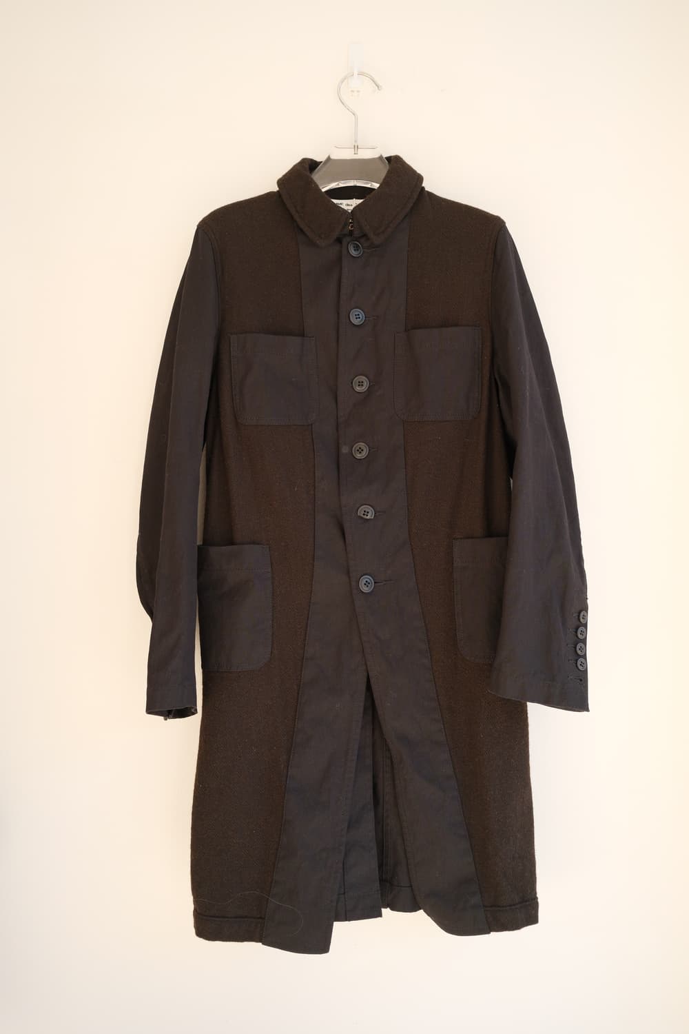 Wool & cotton combi long coat 상품이미지5