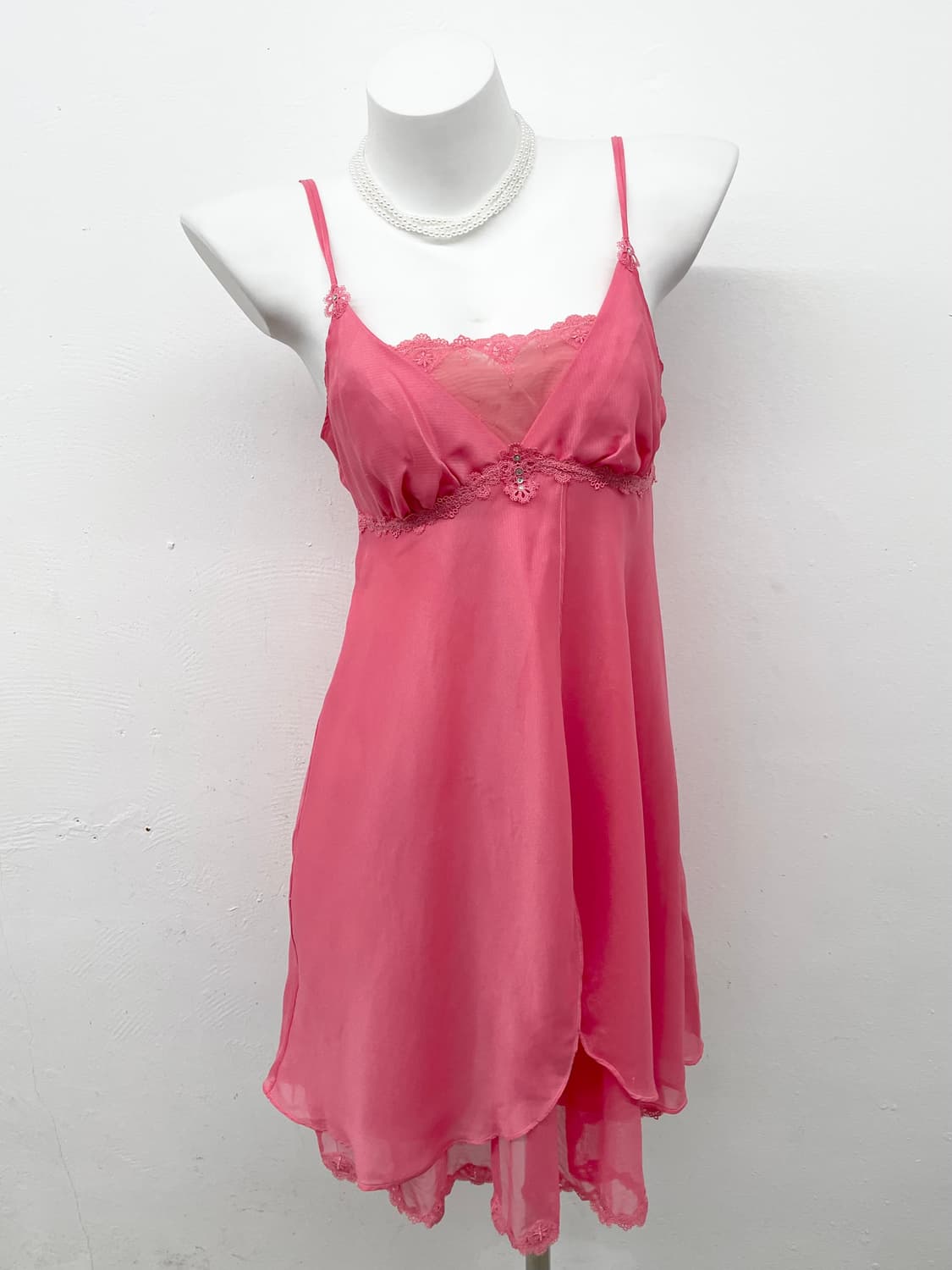 핑크 시어 레이스 슬립 상품이미지1