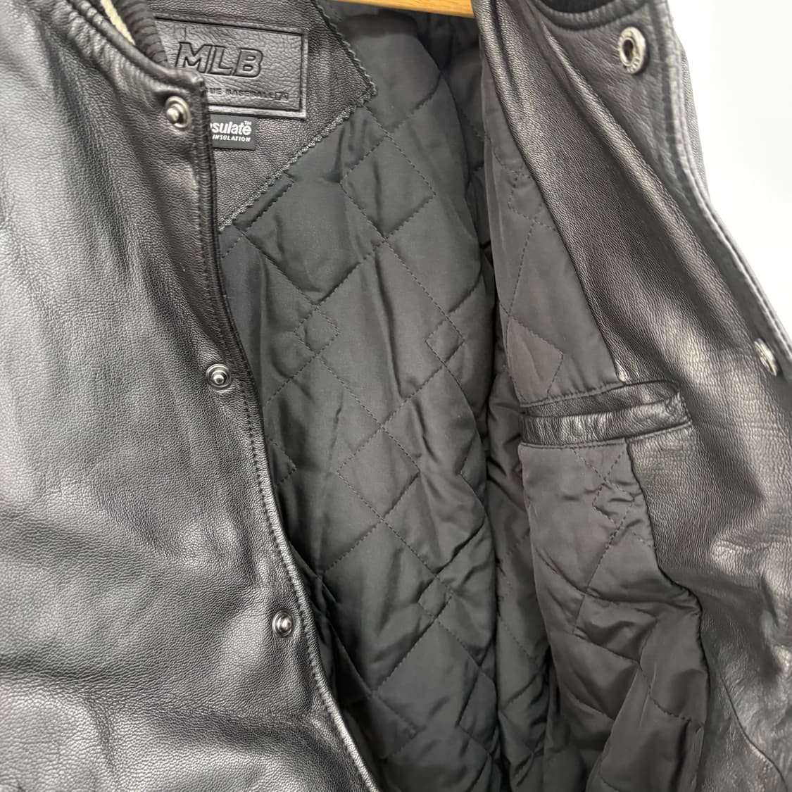 MLB NY 양키즈 블랙 가죽 야구 점퍼 여/M 상품이미지5