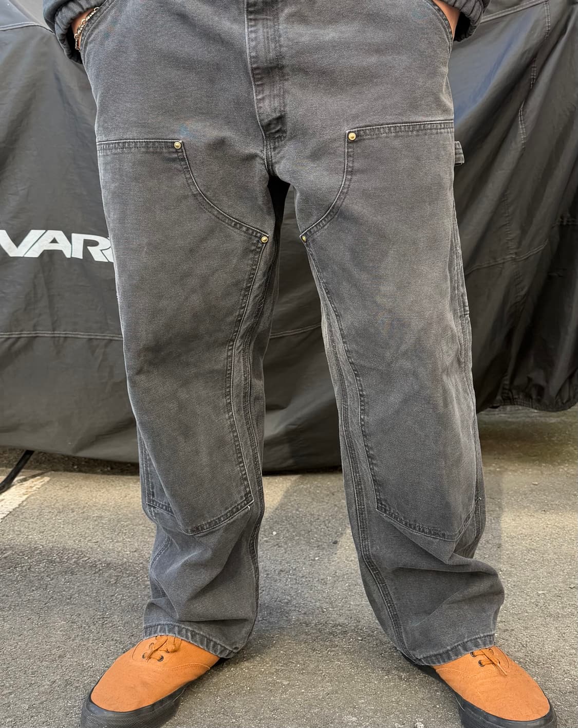 90s 빈티지 칼하트 더블니 팬츠 블랙 made in usa 상품이미지1