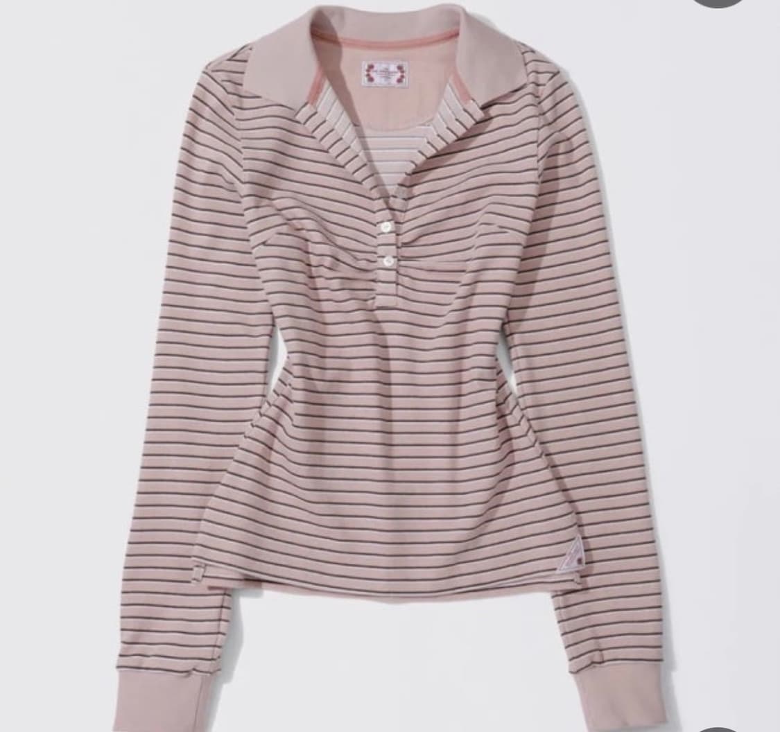 스컬프터 셔링 테니스 셔츠 스트라이프 핑크 상품이미지1