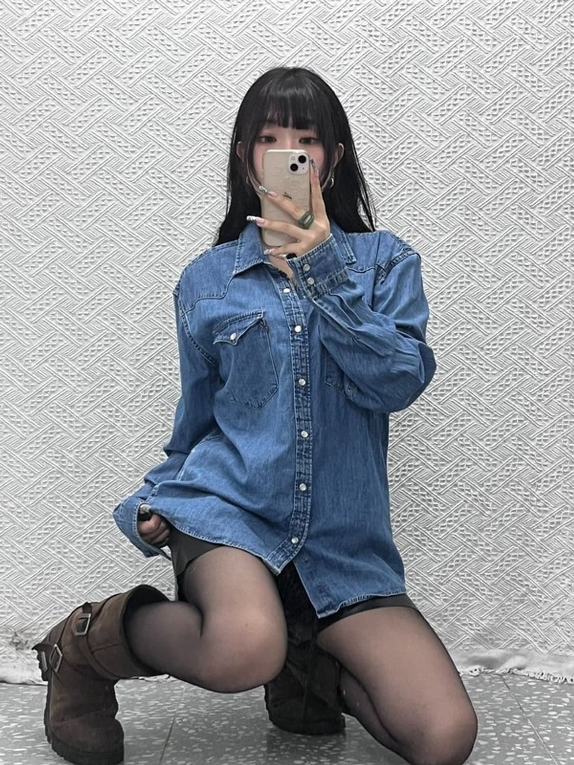 리바이스 웨스턴 컨트리 빈티지 캐주얼 버튼 데님셔츠 L C12596 상품이미지1