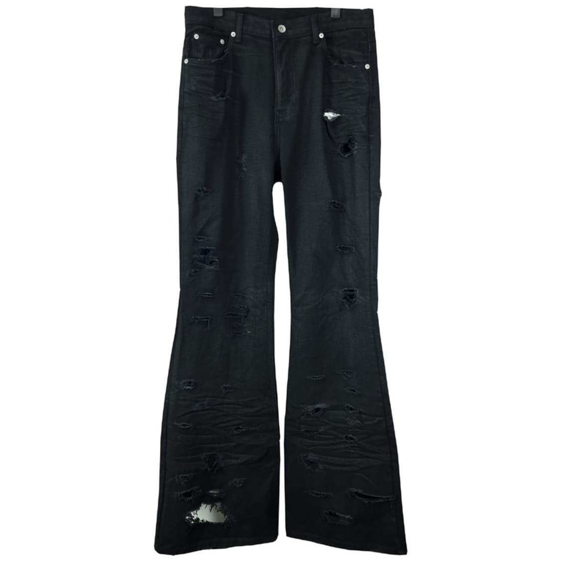 [선데이오프클럽]데미지 코팅 래비지 플레어 부츠컷 데님 블랙 M20293 상품이미지2