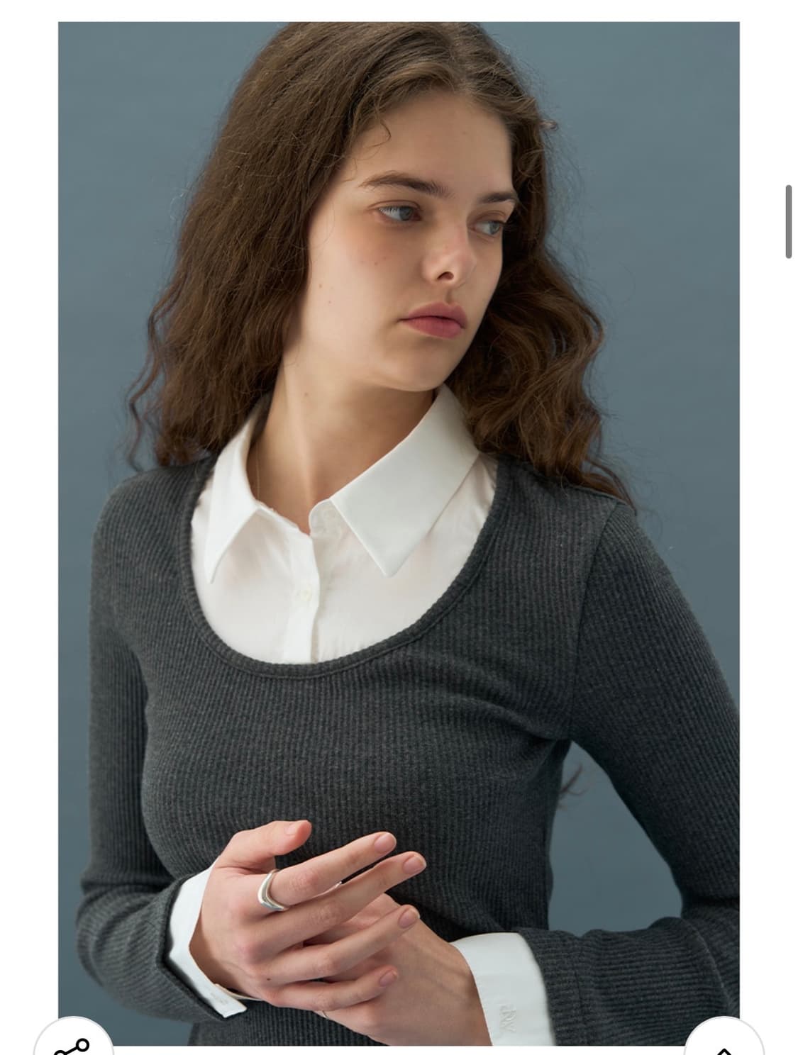 (S) 드로우핏 우먼 포엠 레이어드 카라 셔츠 탑 [CHARCOAL] 상품이미지6