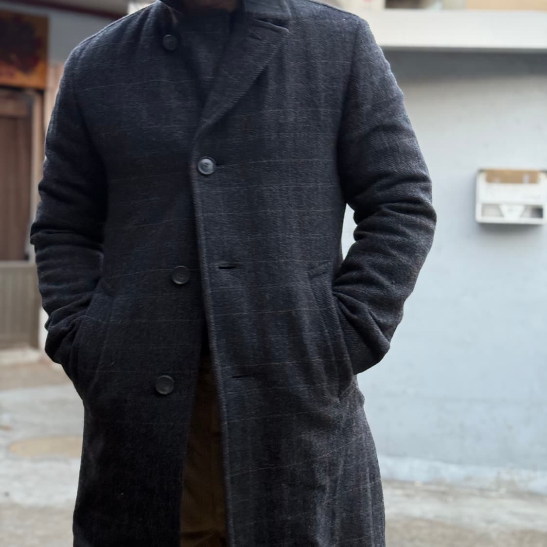 휴고보스 글랜체크 트위드 울 코트 95-100 상품이미지8