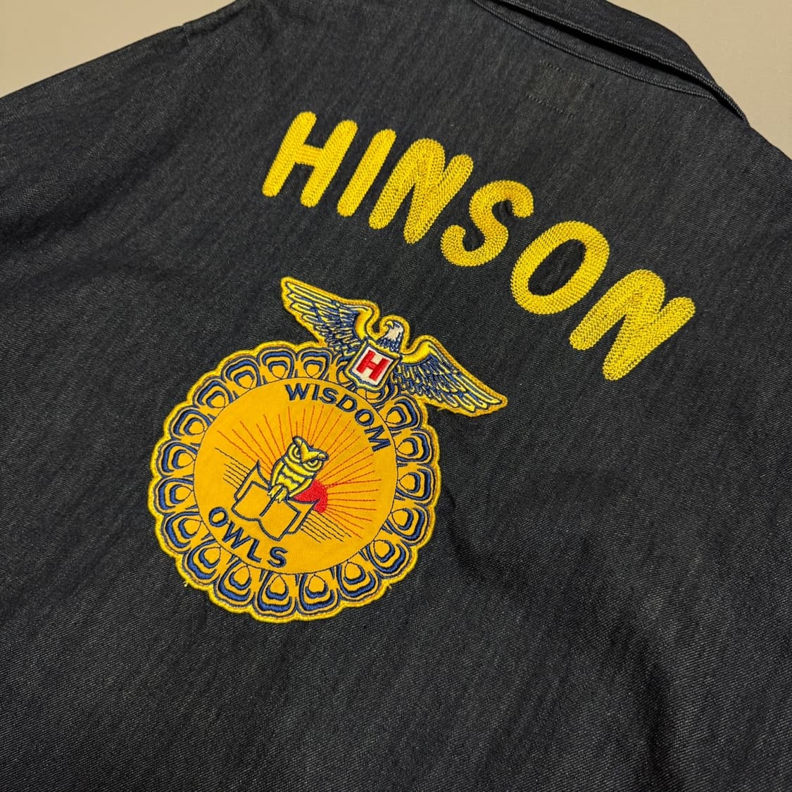 HINSON 인디고블루컬러 양면 자수로고 FFA 데님 자켓 상품이미지7