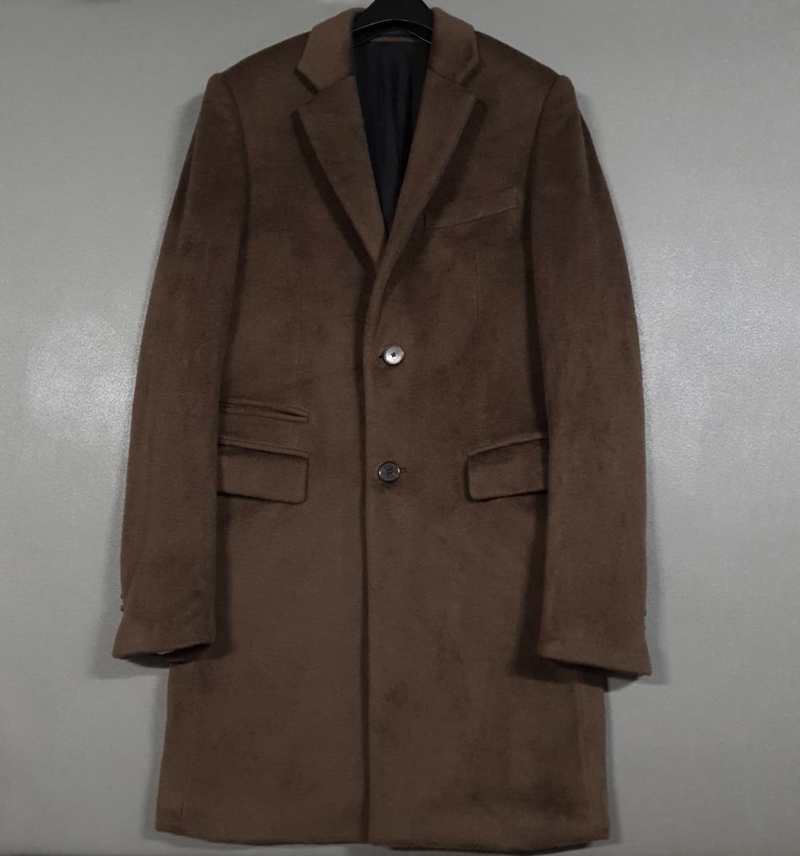 95) TIME 타임 옴므 캐시미어 울 싱글 버튼 코트 자켓 브라운 상품이미지1