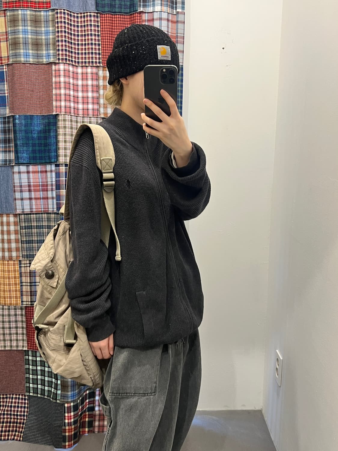 폴로 차콜 니트 집업 상품이미지5