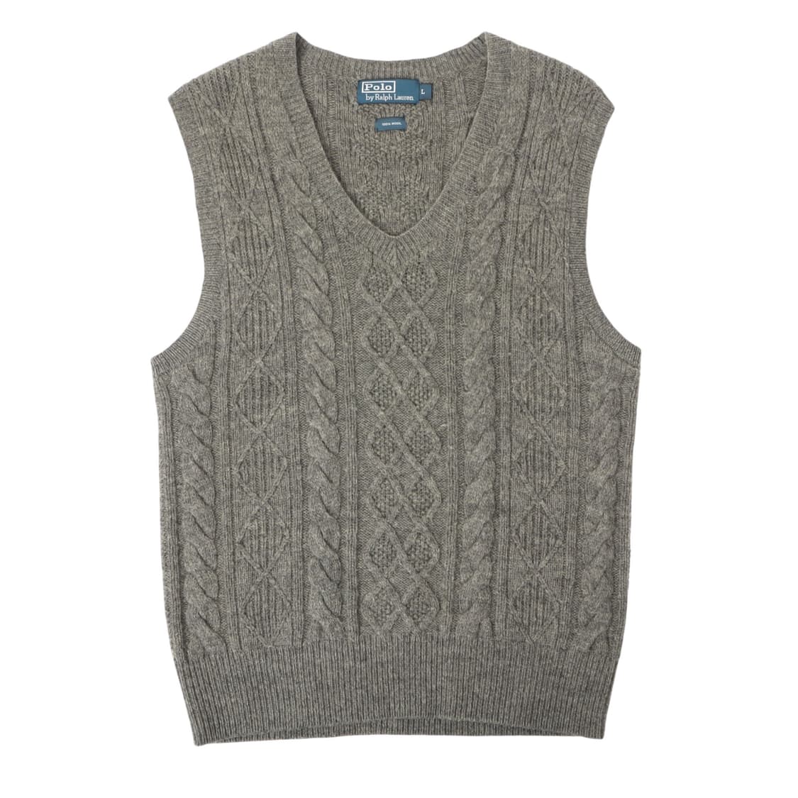폴로 랄프로렌 그레이 울 피셔 케이블 니트 베스트 상품이미지1