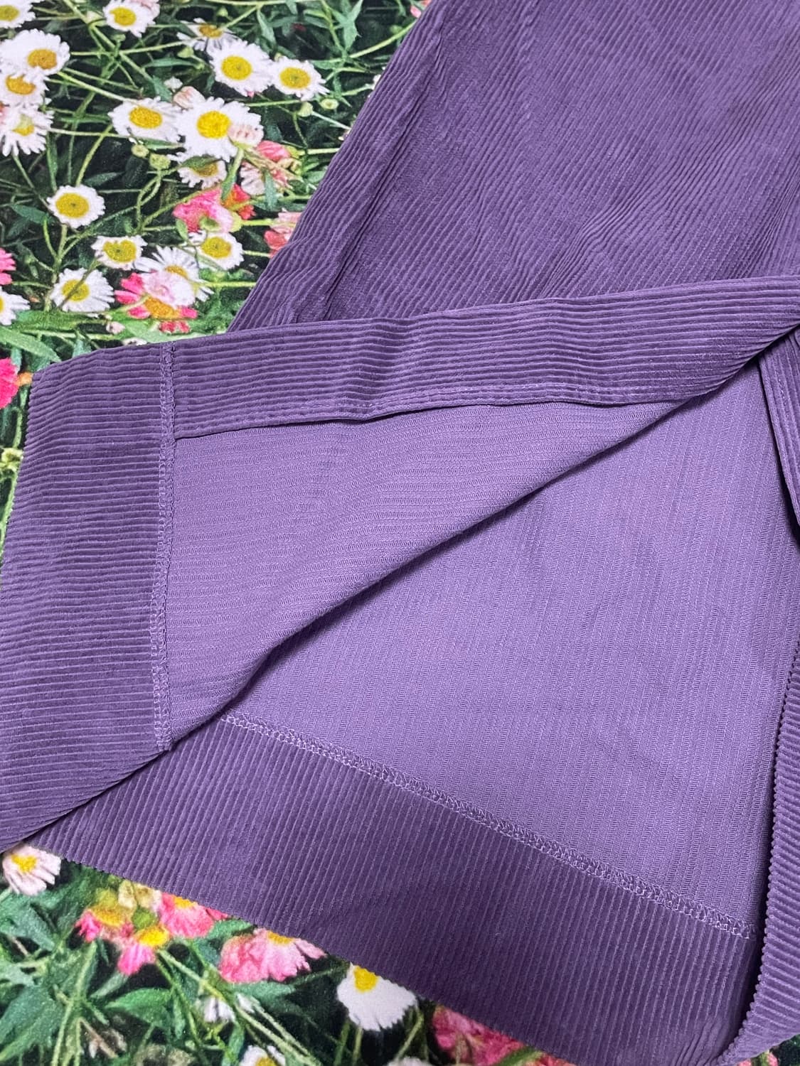 보라색 퍼플 코듀로이 미디-롱 스커트 상품이미지4