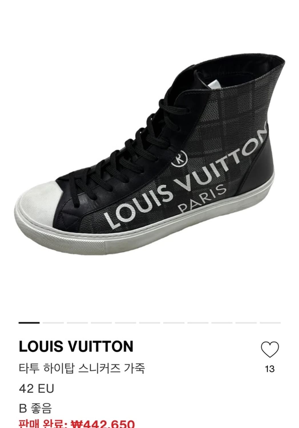 정품 7) 루이비통 다미에 타투 하이탑 스니커즈 265~270 상품이미지6