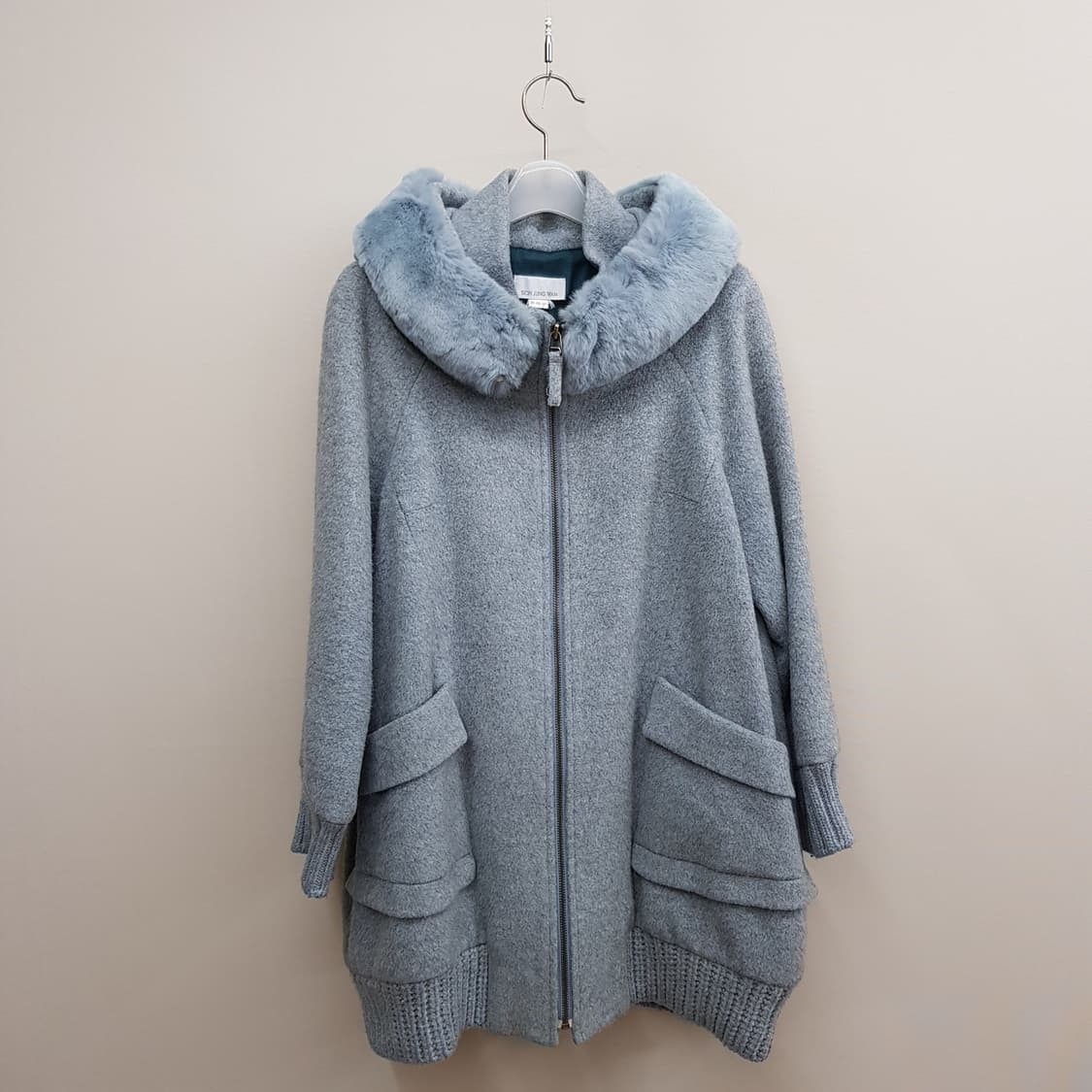 손정완 후드 퍼 트리밍 울 혼방 지퍼 코트 88-96-165 상품이미지1