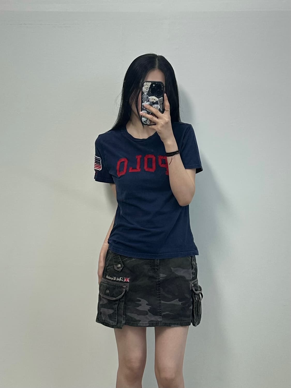 폴로 랄프로렌 자수로고 성조기 네이비 반팔 티셔츠 상품이미지1