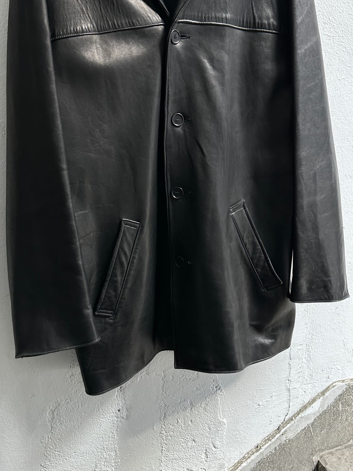 90's USA Made 골든베어 레더 코트 오버사이즈 코트 상품이미지6