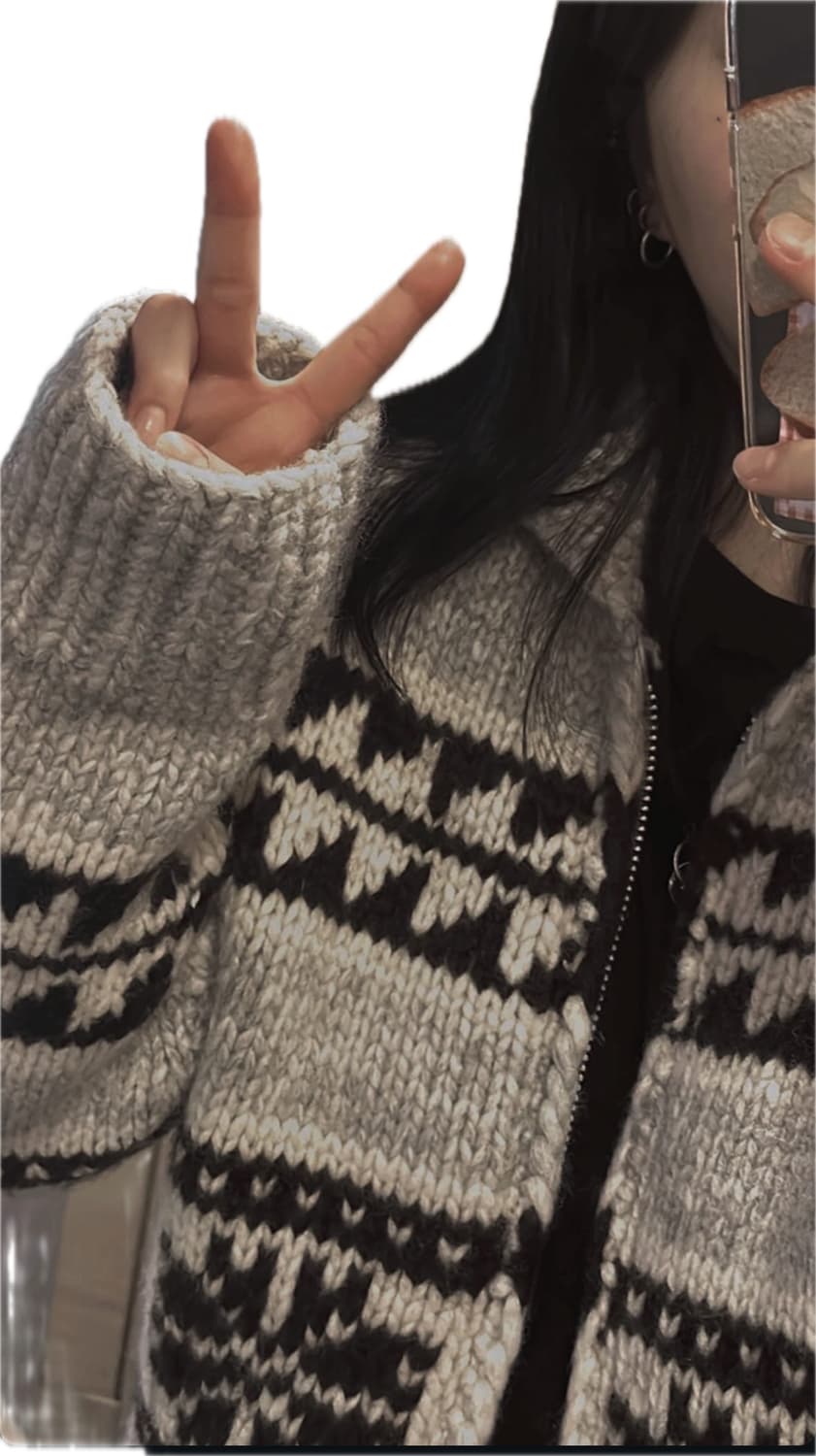 [Made in Canada] 헤비울 코위찬 가디건 (드라이클리닝 완료) 상품이미지1