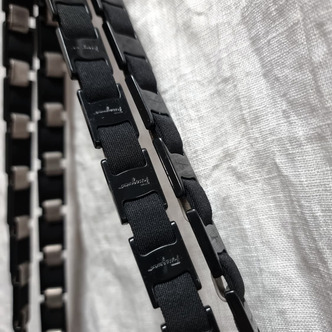 페라가모 체인핸들 패브릭 숄더백 쇼퍼백 토트백 가방 핸드백 / 상태좋음 상품이미지3