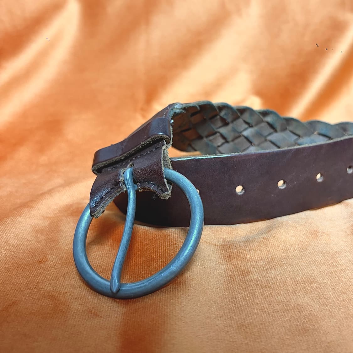 메탈링 버클 브레이디드 레더 벨트 상품이미지3