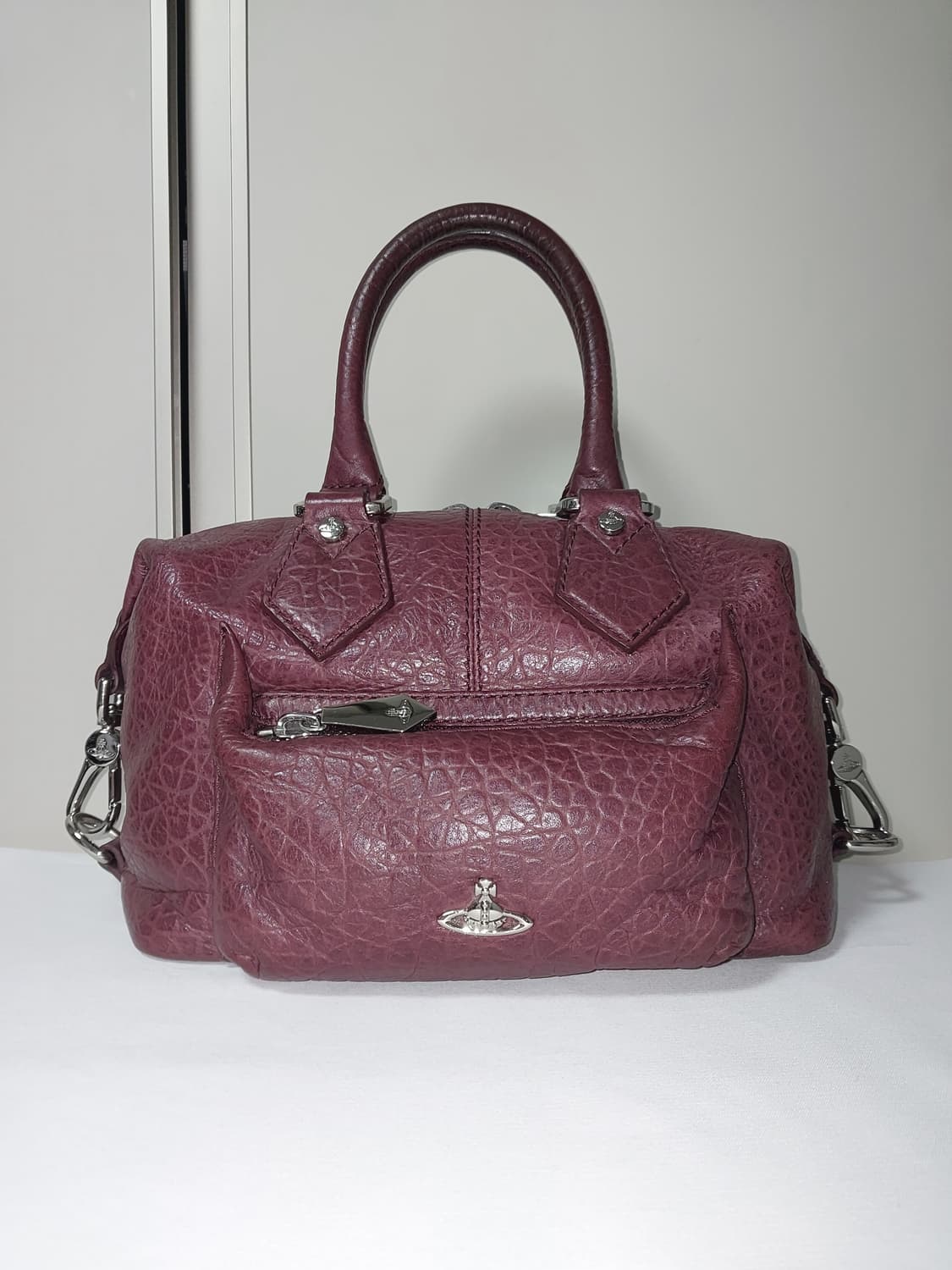 비비안웨스트우드 버건디 레더 토트백 레어템 상품이미지2