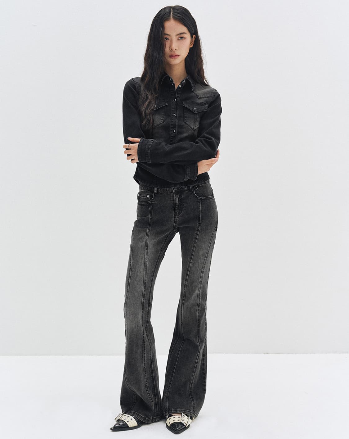 데케트우먼-Curved Slim Low Rise Flared Jeans 상품이미지2