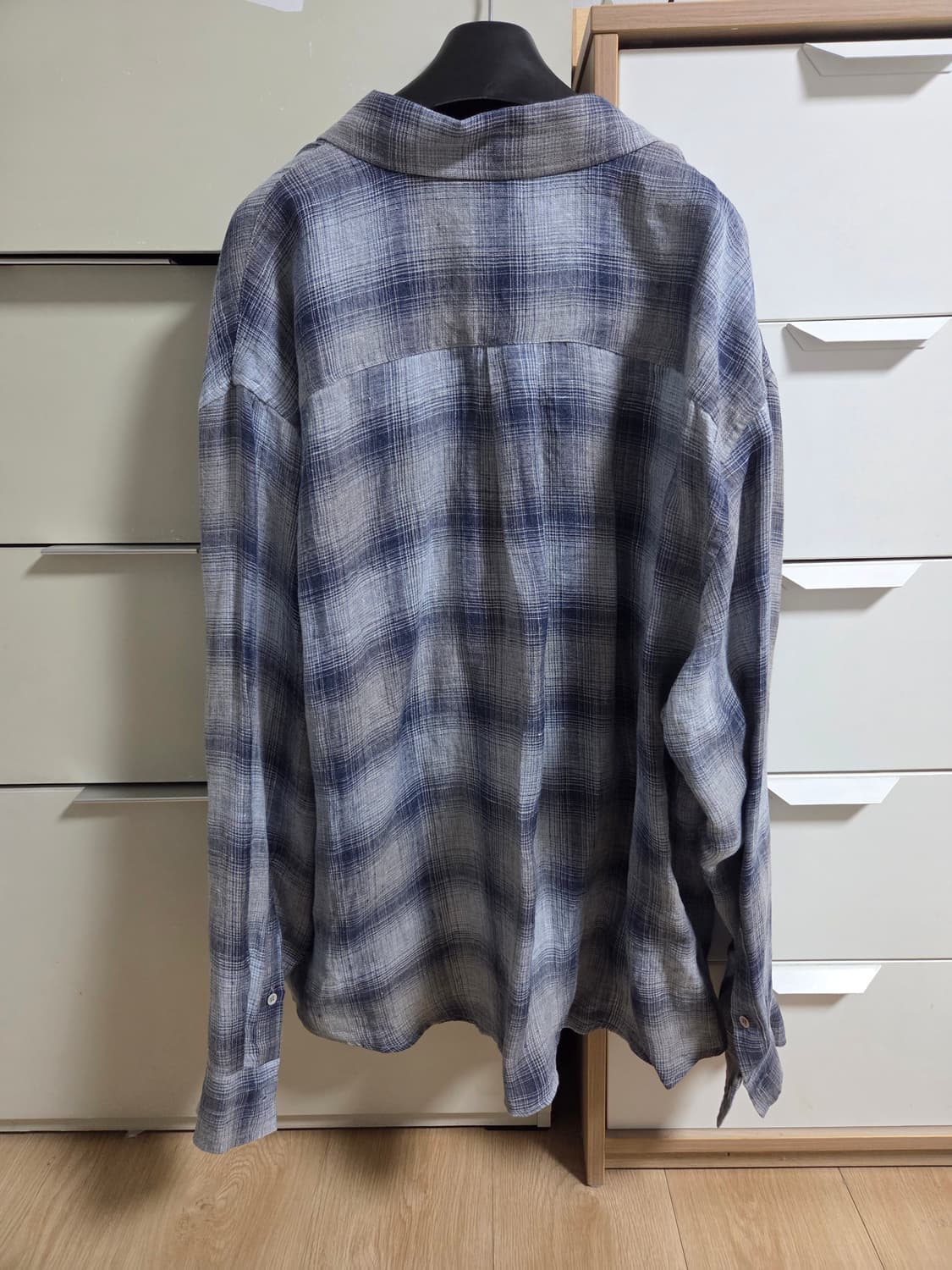 모마디자인 재패니즈 린넨 체크 셔츠 네이비블루 48사이즈 상품이미지2