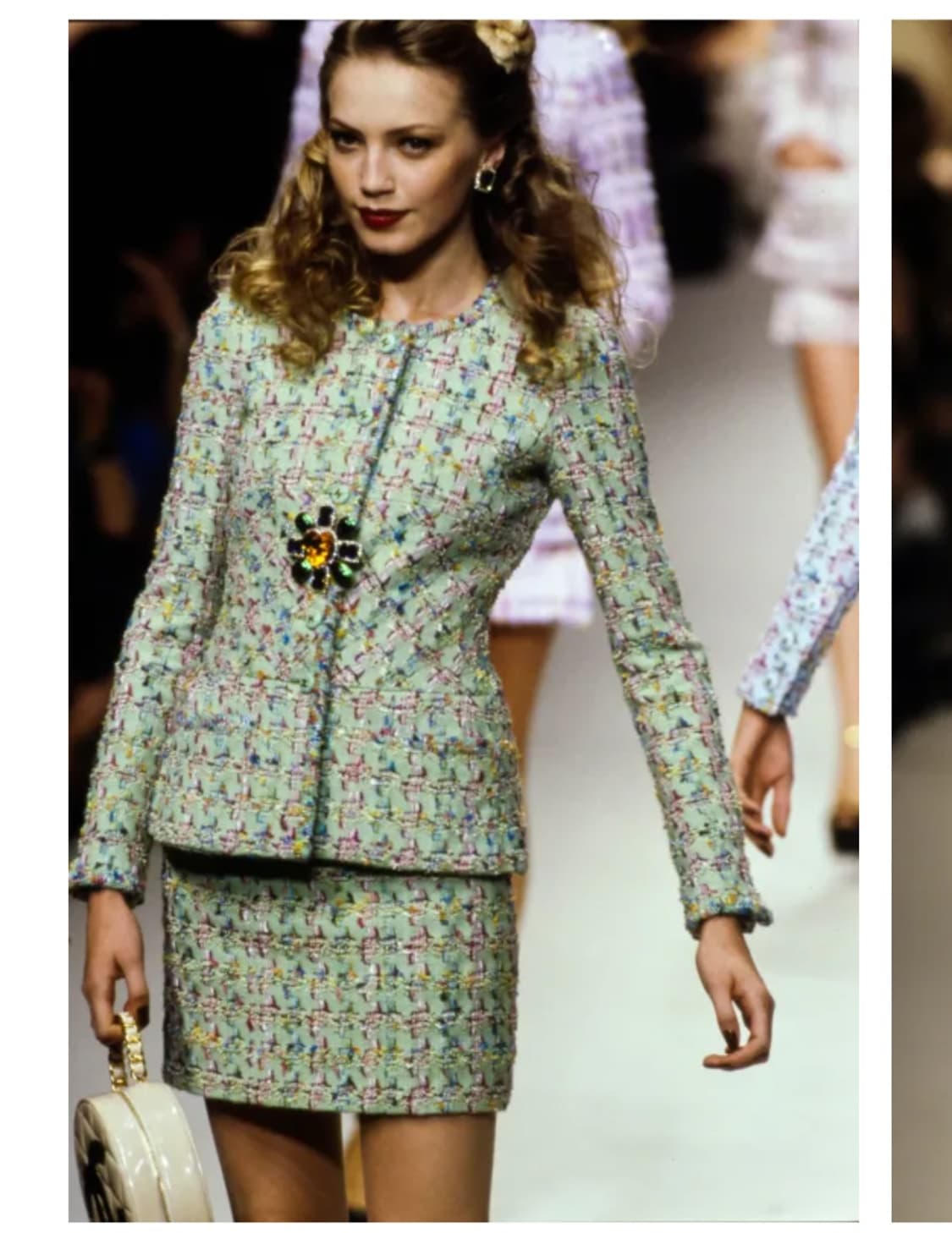 샤넬 1995 S/S collection 민트그린 트위드팬츠 상품이미지2