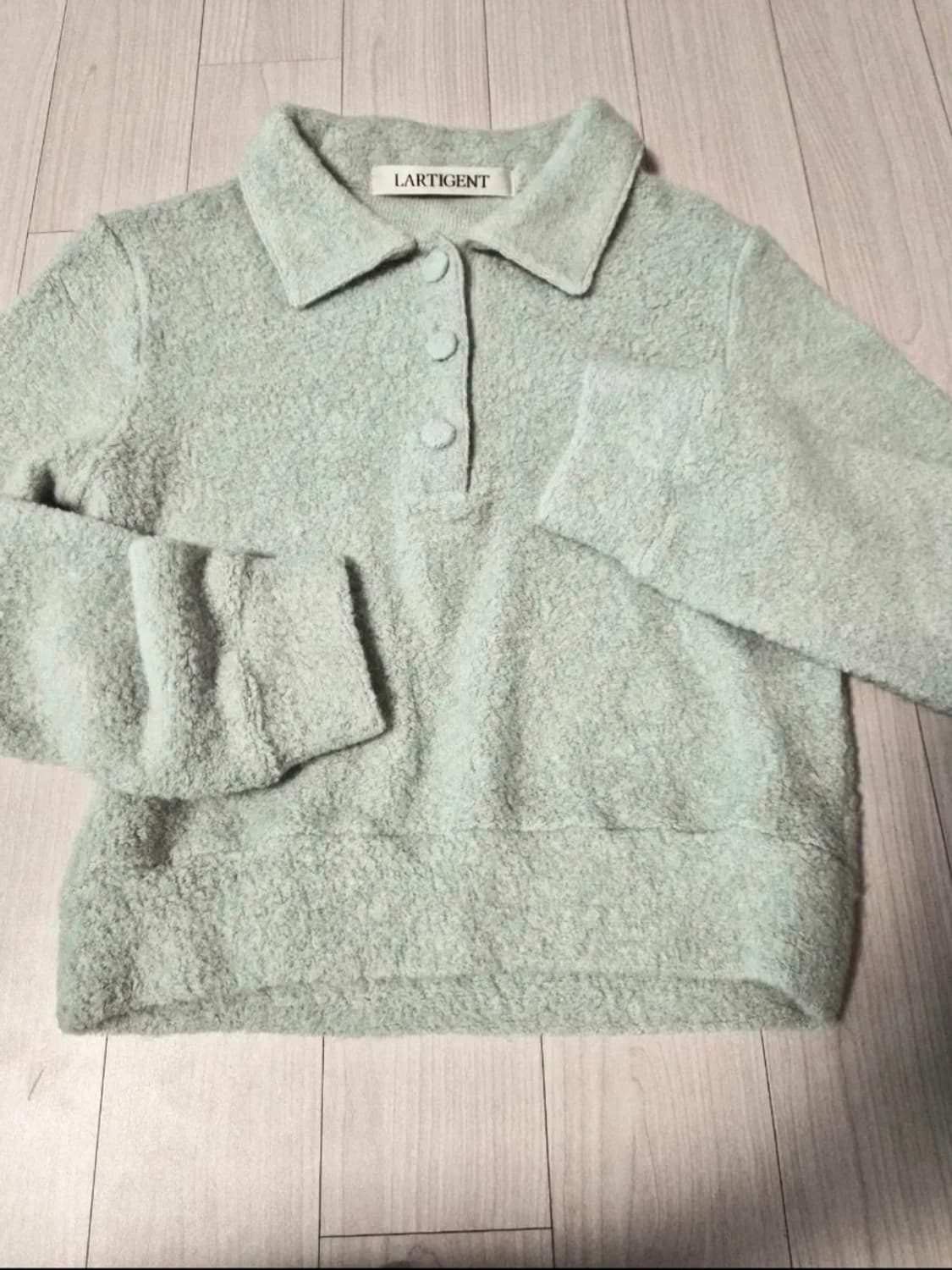 [라티젠] 민트색 뽀글이 카라 니트 판매합니다 상품이미지5