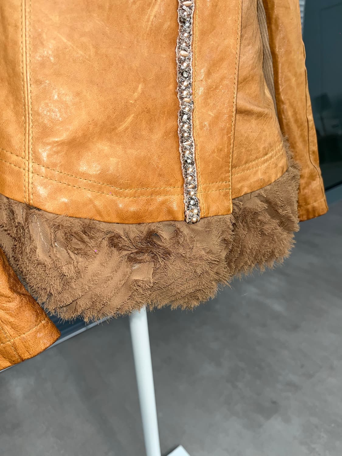 Japanese vintage orange leather jacket 상품이미지5
