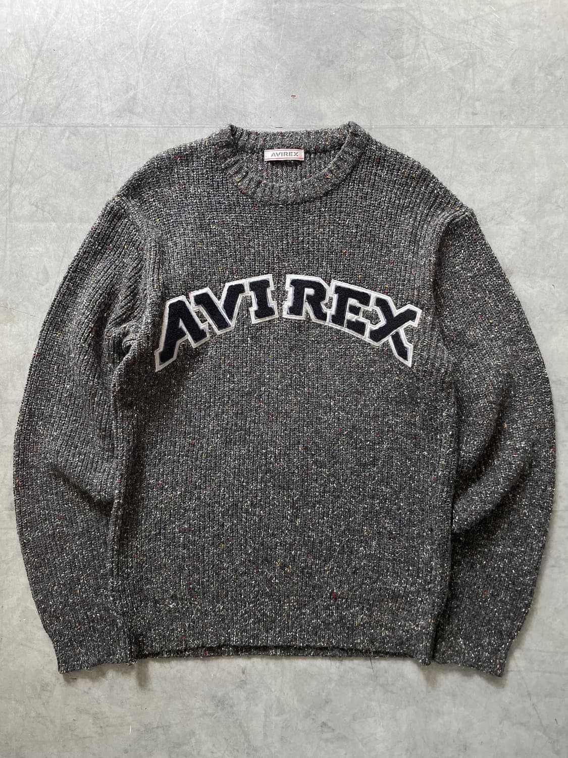 Avirex 아비렉스 자수로고 차콜 보카시 울 니트 상품이미지1