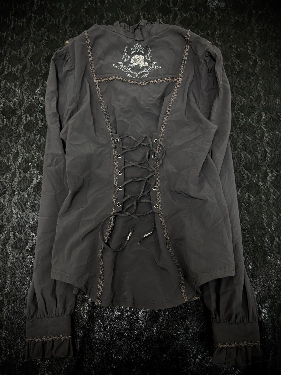 “Ozz oneste” Gothic Mood Lace-Up Slim Fi 상품이미지4