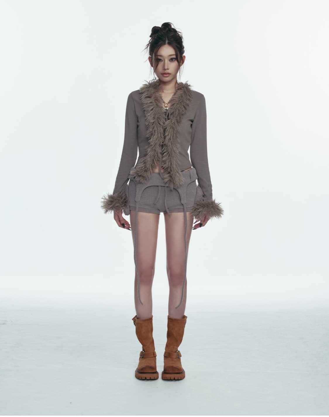 BOLD LOGO POCKET KNIT SHORTS_BROWN 상품이미지2