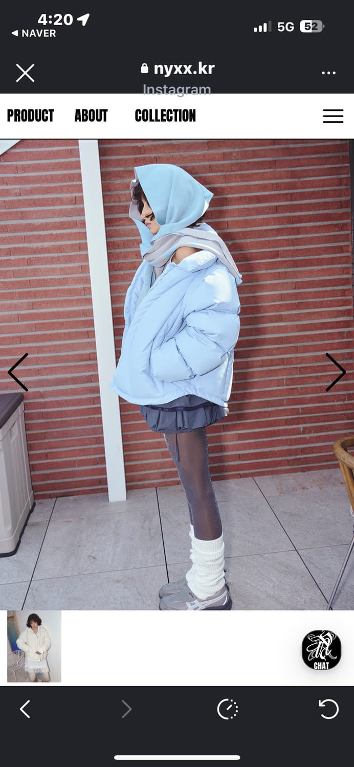 NYXX 커브라인 다운푸퍼 패딩 소라색 상품이미지3