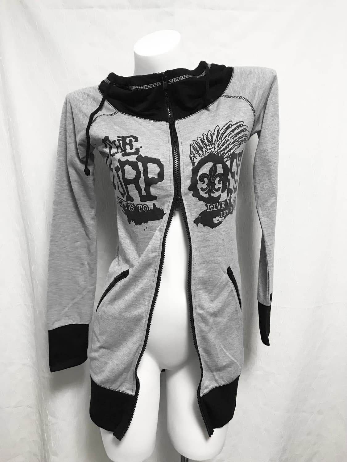 빈티지 d.i.a깔 갸루 펑크 날개 프린팅 후드 원피스 집업 상품이미지6