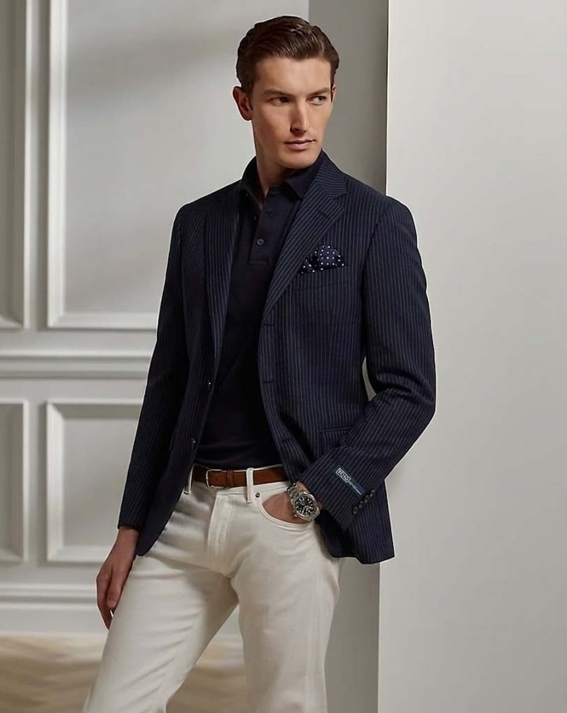 폴로 랄프로렌 꼬르넬리아니 이태리 사르토 버진울 핀스트라이프 수트자켓 상품이미지4