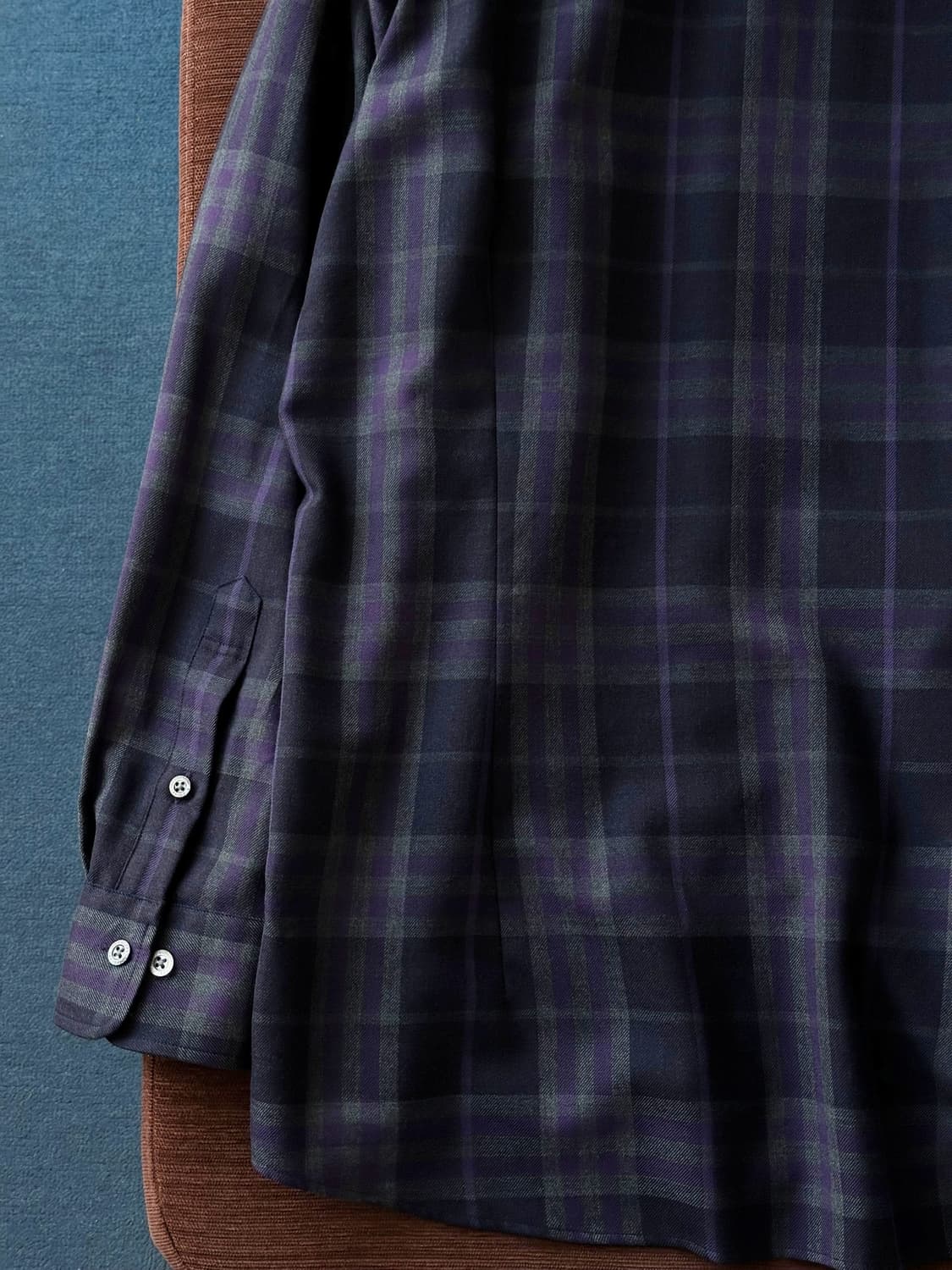 120's super high gauge wool check shirt 상품이미지5