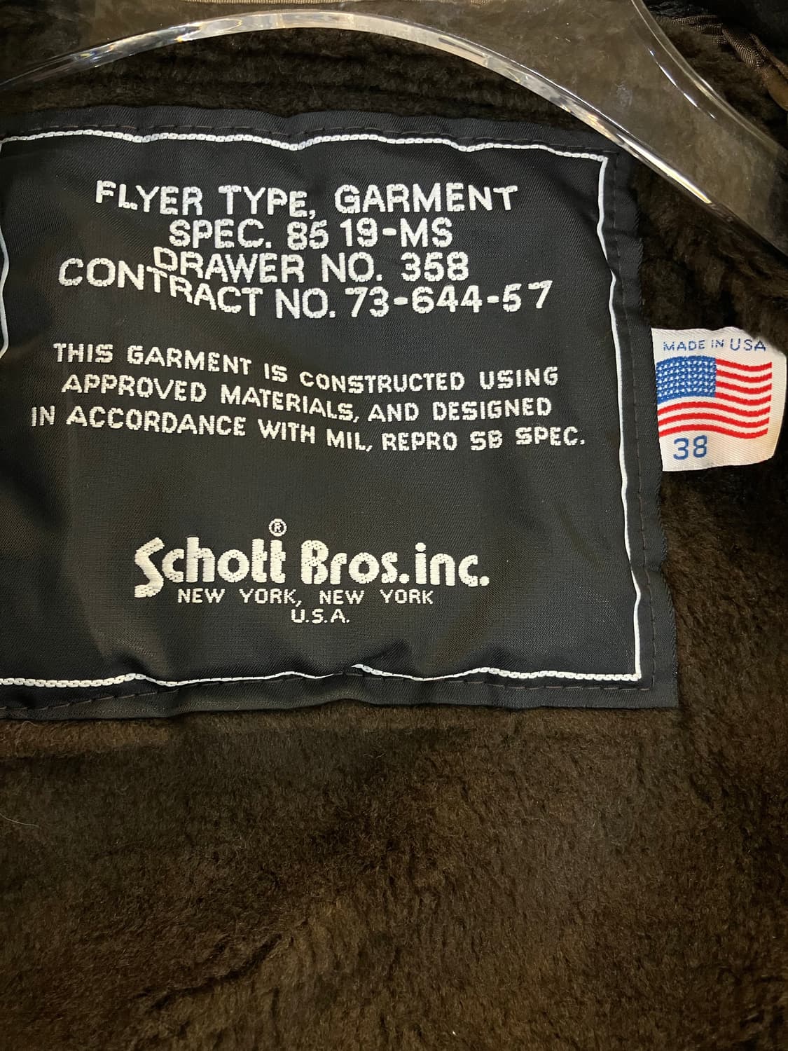 Schott 쇼트 G-1 플라이트 무스탕 레더 자켓 38 상품이미지3