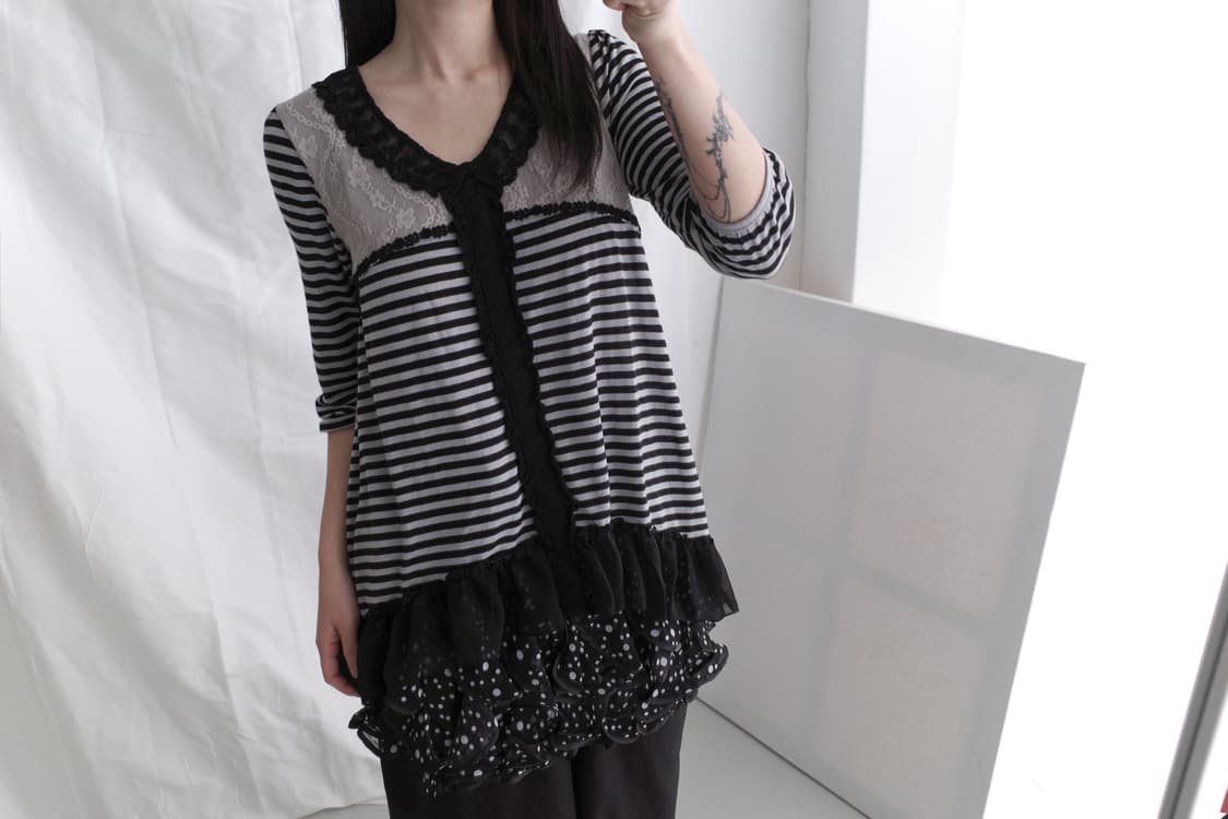axes femme) stripe lace frill T 상품이미지6