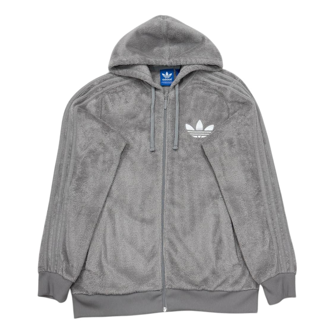 아디다스 빈티지 파이어버드 빅로고 뽀글이 쉐르파 후드집업 자켓 그레이 L 상품이미지1