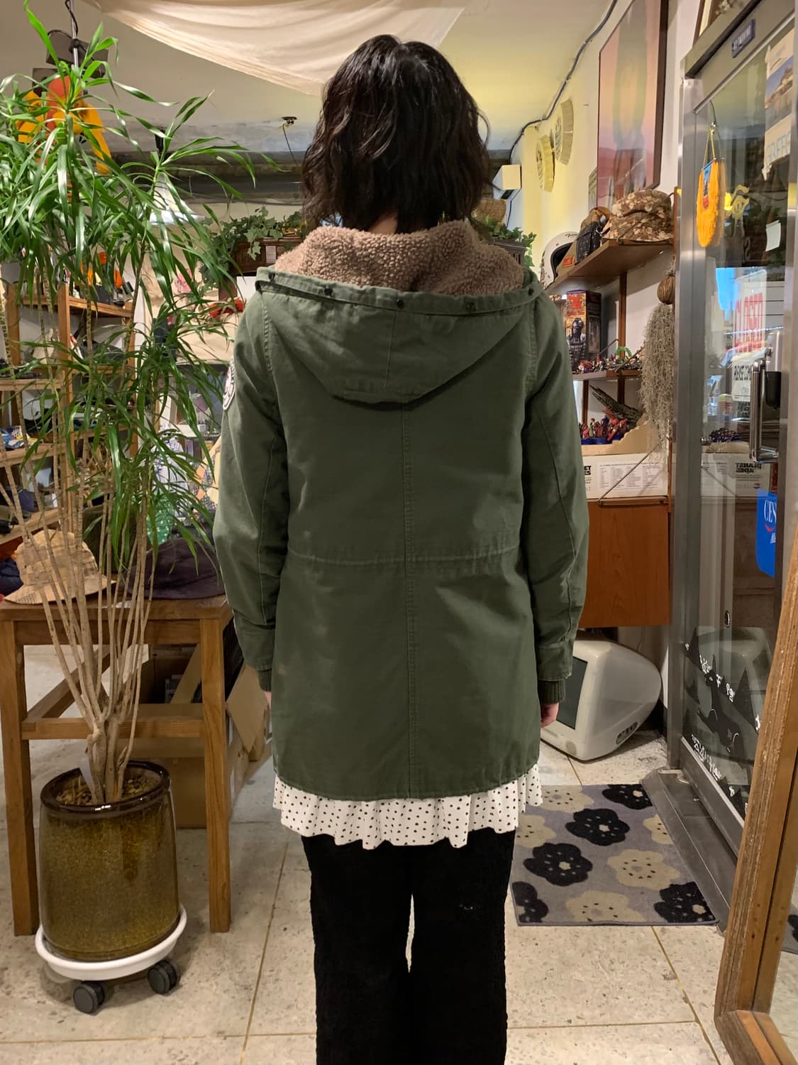 빔즈하트 올리브 사선버튼 보아 파카 상품이미지3