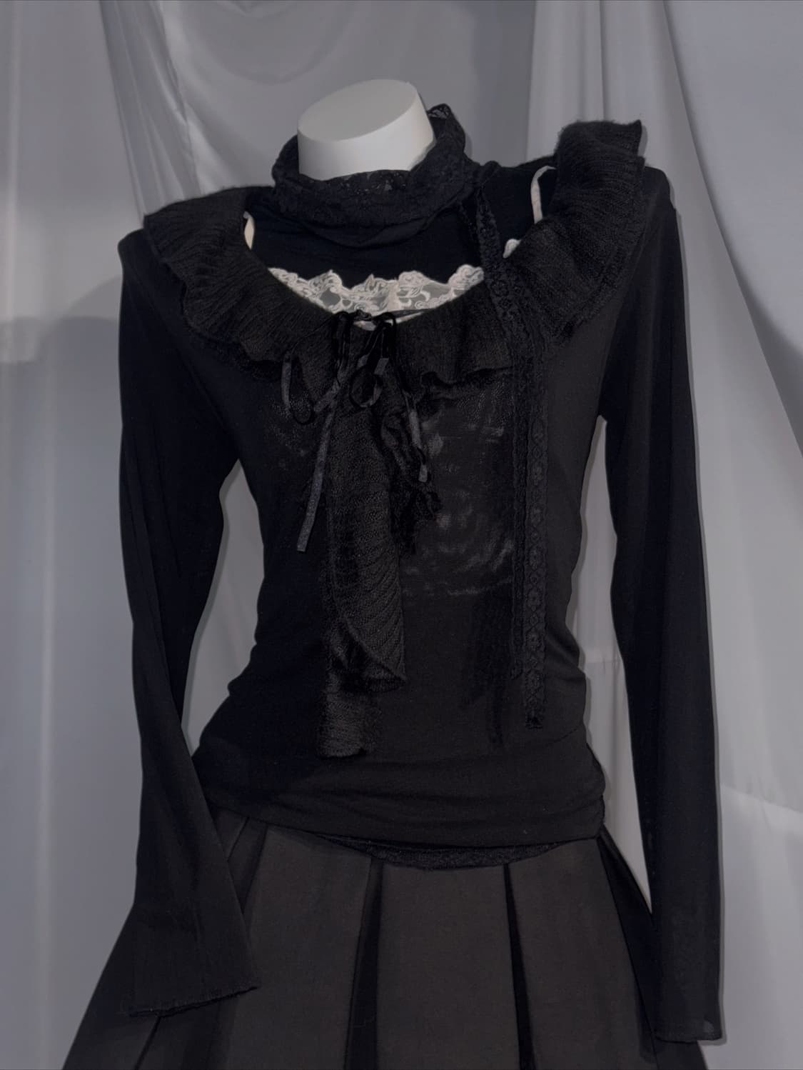 데일리 무채색 퍼 레더자켓 빈티지 시크 레이어드 코디세트  상품이미지5