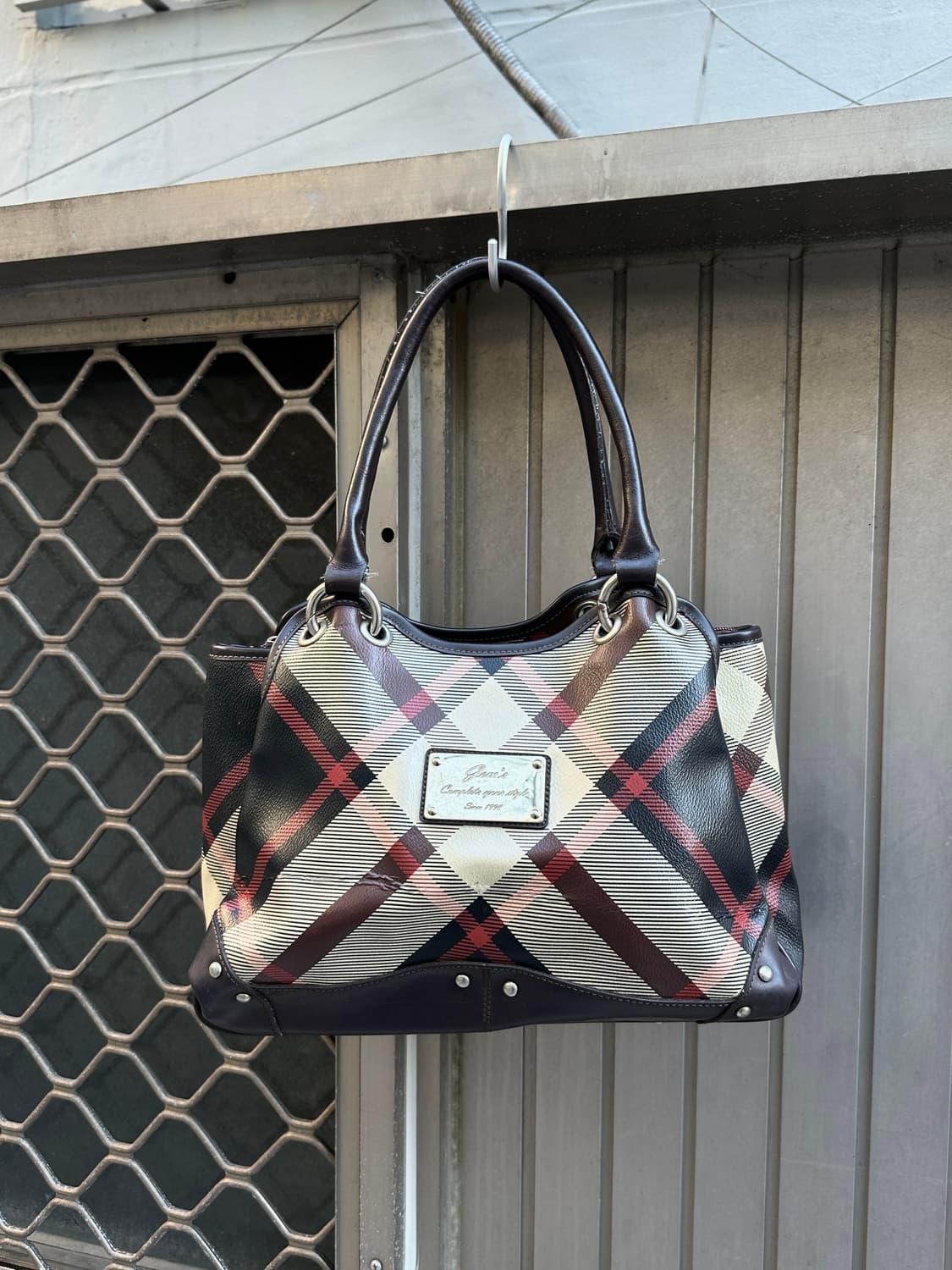 Stud point check pattern shoulder bag 상품이미지2