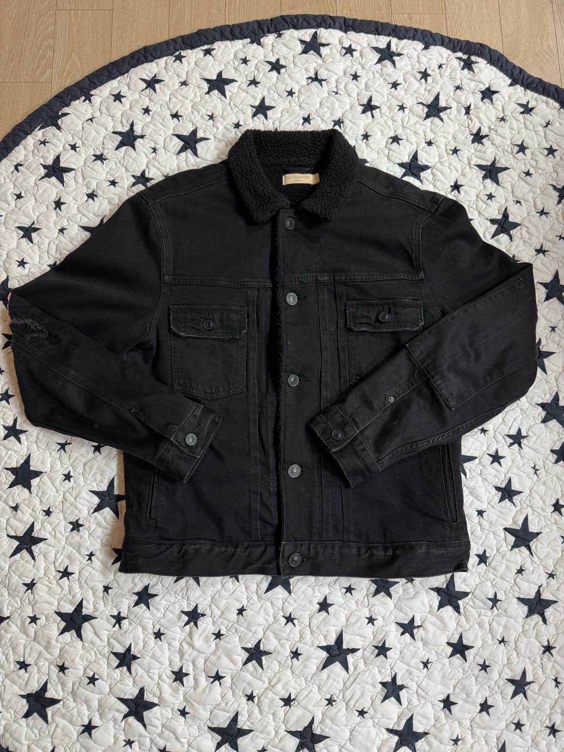 올세인츠 타입 2 쉐르파 데님 트러커 자켓 블랙 상품이미지1