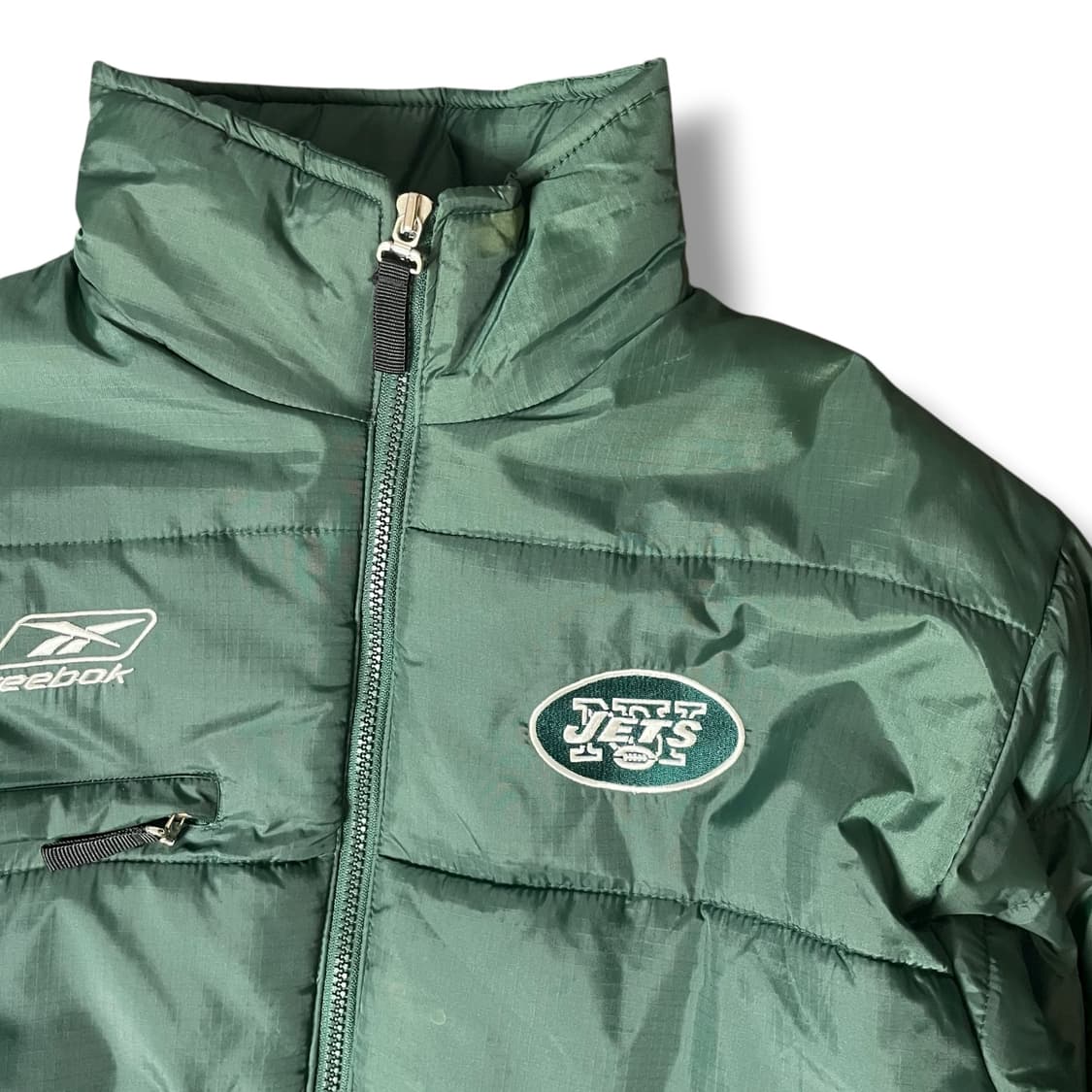 리복 빈티지 뉴욕제츠 다크그린 NFL 누빔 패딩 L 상품이미지3