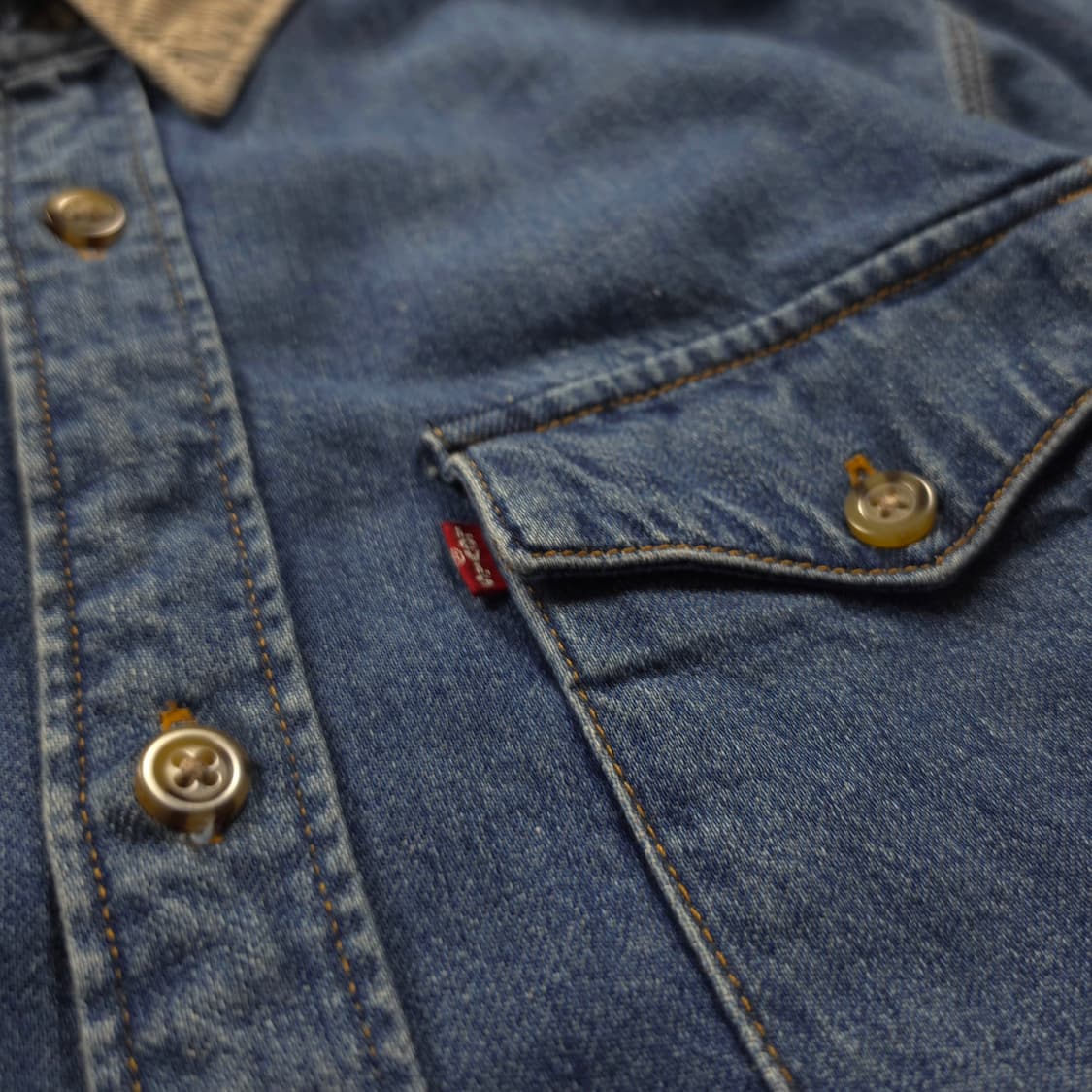 리바이스 USA 오리지널 코듀로이 카라 데늠 웨스턴 셔츠 (L) 상품이미지3