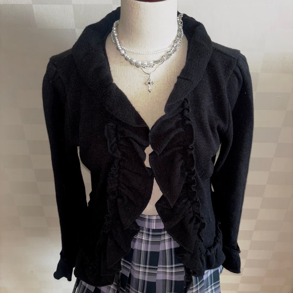 고스,고딕 공겜여주룩 프릴 리본가디건 상품이미지2