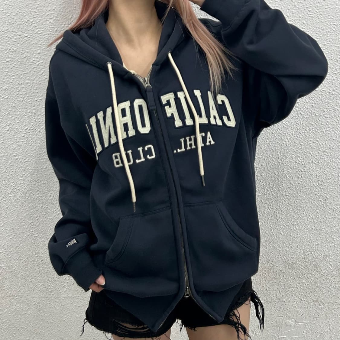 후아유 센터 패치 네이비 후드집업 M 상품이미지1