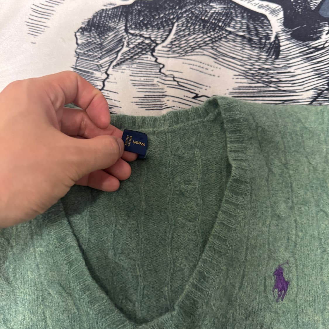 폴로 캐시미어 반팔 케이블니트 M사이즈 상품이미지4