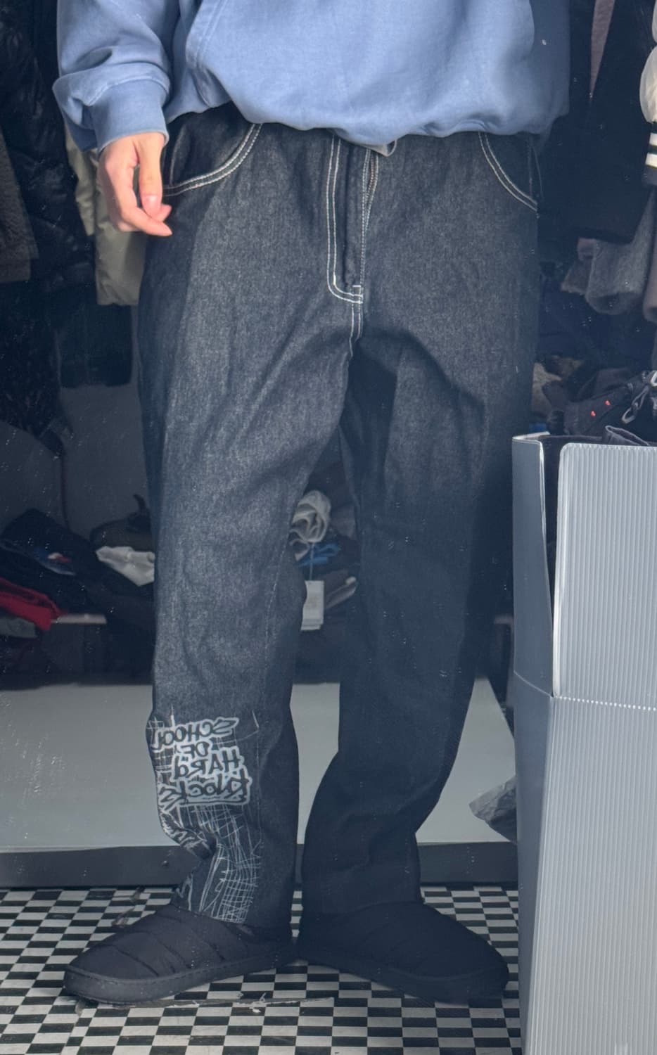 스쿨오브하드녹스 올드스쿨 펑키 y2k 데님팬츠 상품이미지6